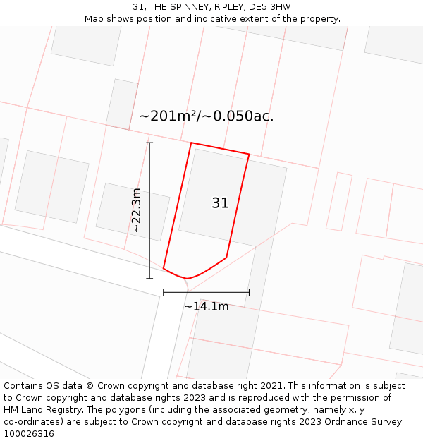 31, THE SPINNEY, RIPLEY, DE5 3HW: Plot and title map