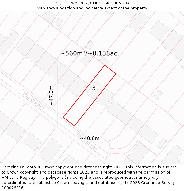 31, THE WARREN, CHESHAM, HP5 2RX: Plot and title map