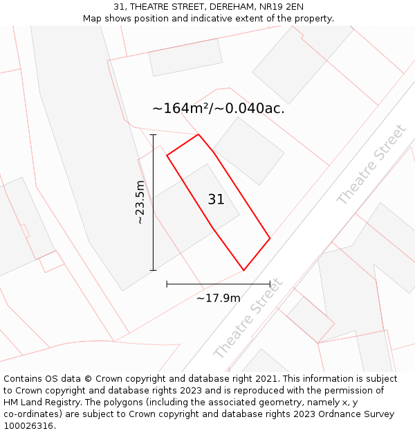 31, THEATRE STREET, DEREHAM, NR19 2EN: Plot and title map