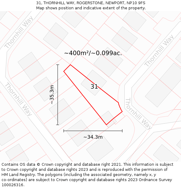 31, THORNHILL WAY, ROGERSTONE, NEWPORT, NP10 9FS: Plot and title map
