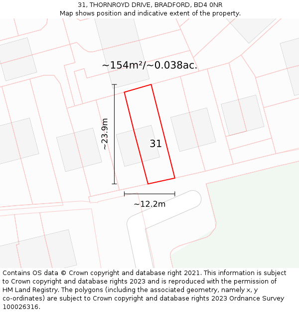 31, THORNROYD DRIVE, BRADFORD, BD4 0NR: Plot and title map