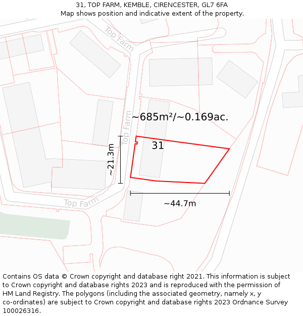 31, TOP FARM, KEMBLE, CIRENCESTER, GL7 6FA: Plot and title map