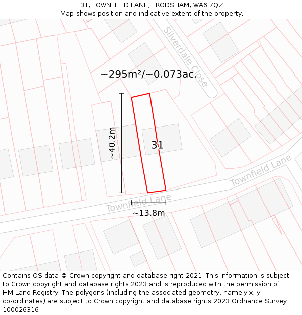31, TOWNFIELD LANE, FRODSHAM, WA6 7QZ: Plot and title map