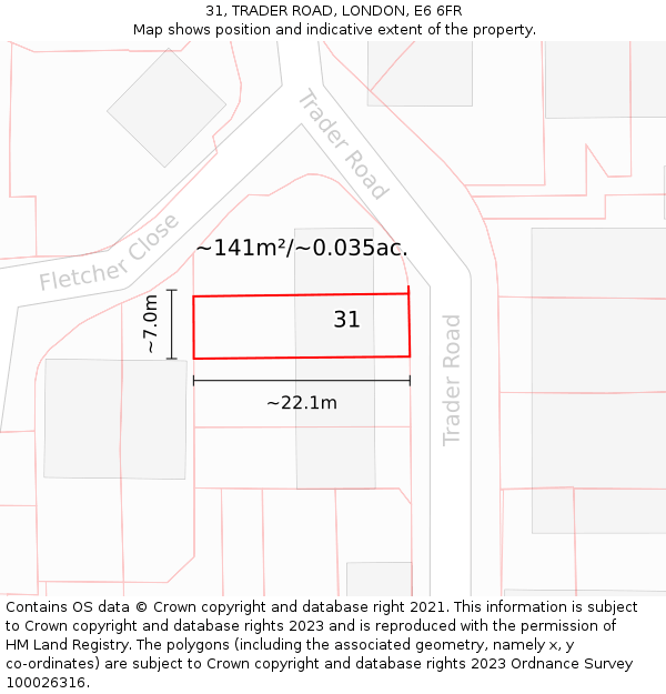 31, TRADER ROAD, LONDON, E6 6FR: Plot and title map