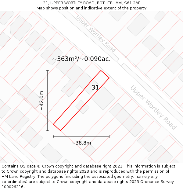 31, UPPER WORTLEY ROAD, ROTHERHAM, S61 2AE: Plot and title map