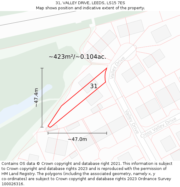 31, VALLEY DRIVE, LEEDS, LS15 7ES: Plot and title map