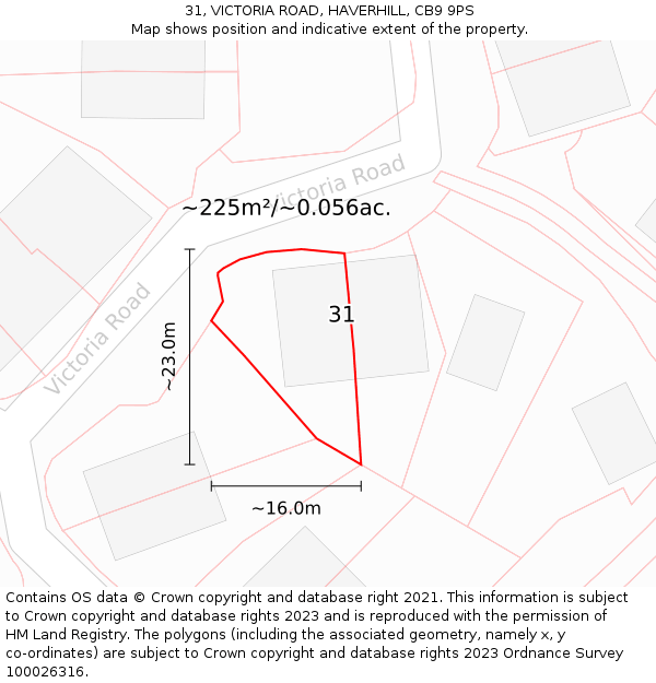 31, VICTORIA ROAD, HAVERHILL, CB9 9PS: Plot and title map