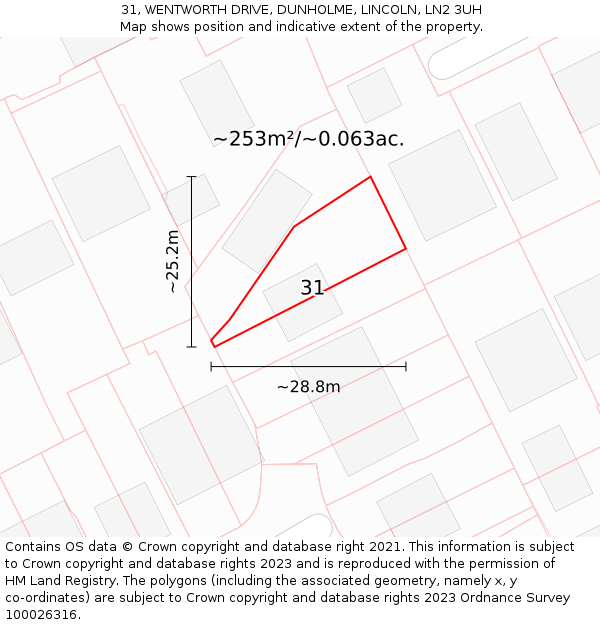 31, WENTWORTH DRIVE, DUNHOLME, LINCOLN, LN2 3UH: Plot and title map