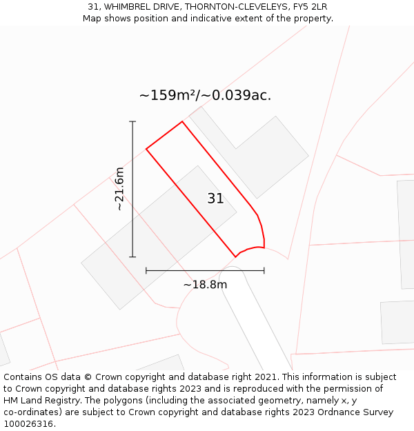 31, WHIMBREL DRIVE, THORNTON-CLEVELEYS, FY5 2LR: Plot and title map