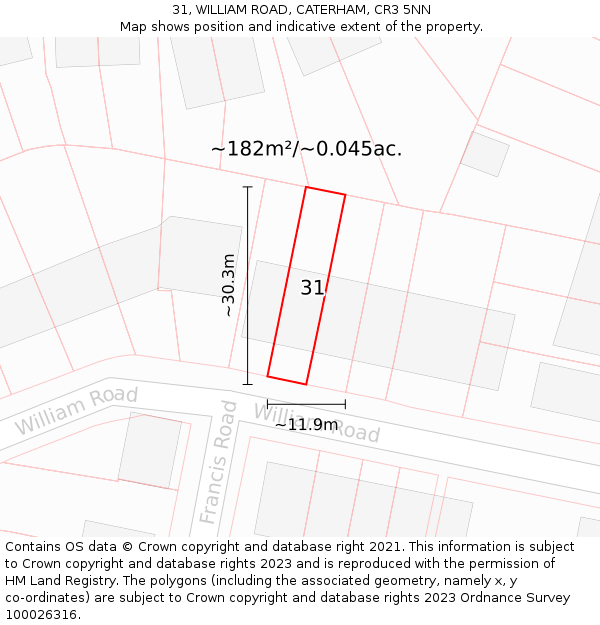 31, WILLIAM ROAD, CATERHAM, CR3 5NN: Plot and title map