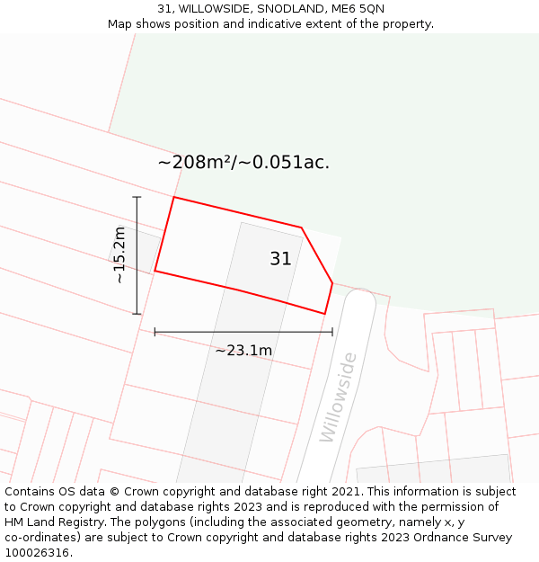 31, WILLOWSIDE, SNODLAND, ME6 5QN: Plot and title map