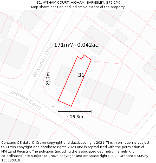 31, WITHAM COURT, HIGHAM, BARNSLEY, S75 1PX: Plot and title map