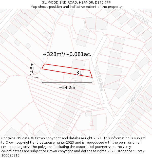 31, WOOD END ROAD, HEANOR, DE75 7PP: Plot and title map