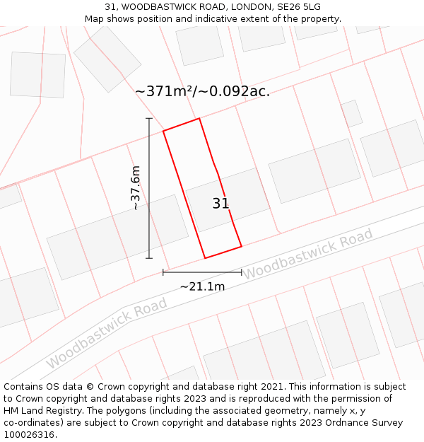 31, WOODBASTWICK ROAD, LONDON, SE26 5LG: Plot and title map