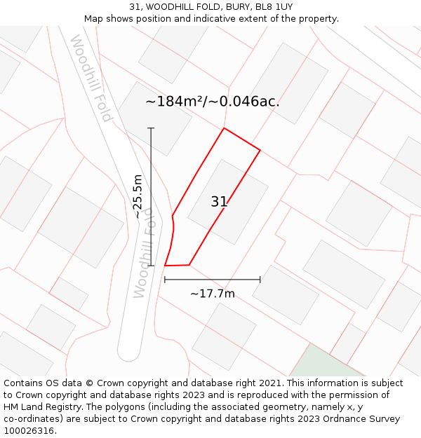 31, WOODHILL FOLD, BURY, BL8 1UY: Plot and title map