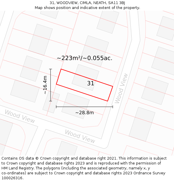 31, WOODVIEW, CIMLA, NEATH, SA11 3BJ: Plot and title map