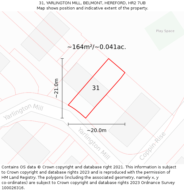 31, YARLINGTON MILL, BELMONT, HEREFORD, HR2 7UB: Plot and title map