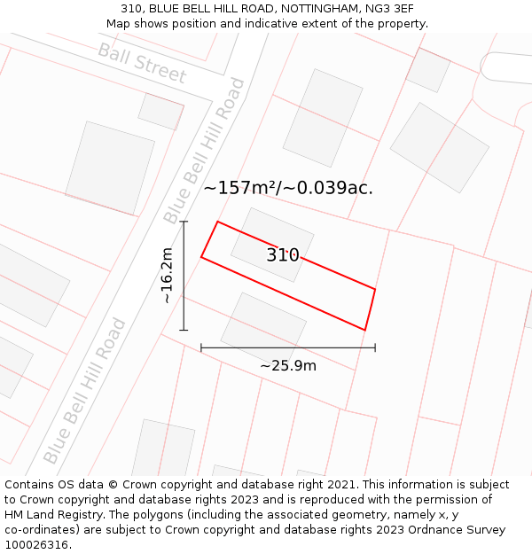 310, BLUE BELL HILL ROAD, NOTTINGHAM, NG3 3EF: Plot and title map