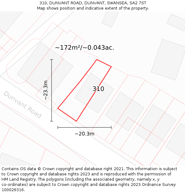 310, DUNVANT ROAD, DUNVANT, SWANSEA, SA2 7ST: Plot and title map