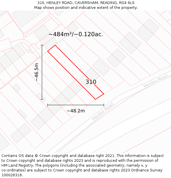 310, HENLEY ROAD, CAVERSHAM, READING, RG4 6LS: Plot and title map