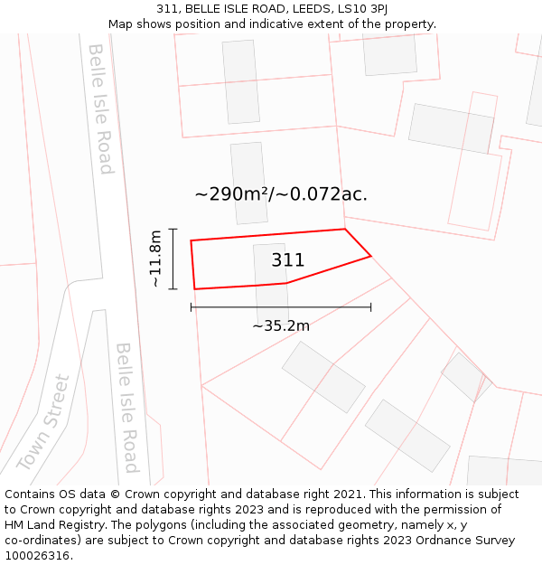 311, BELLE ISLE ROAD, LEEDS, LS10 3PJ: Plot and title map