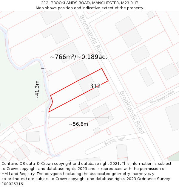 312, BROOKLANDS ROAD, MANCHESTER, M23 9HB: Plot and title map
