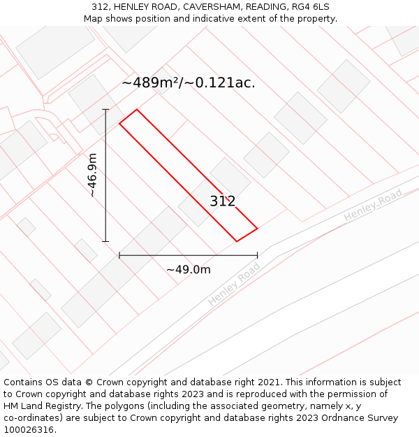 312, HENLEY ROAD, CAVERSHAM, READING, RG4 6LS: Plot and title map