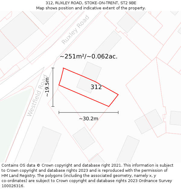 312, RUXLEY ROAD, STOKE-ON-TRENT, ST2 9BE: Plot and title map