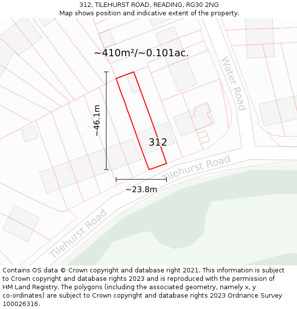 312, TILEHURST ROAD, READING, RG30 2NG: Plot and title map