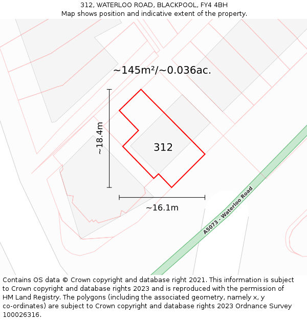 312, WATERLOO ROAD, BLACKPOOL, FY4 4BH: Plot and title map