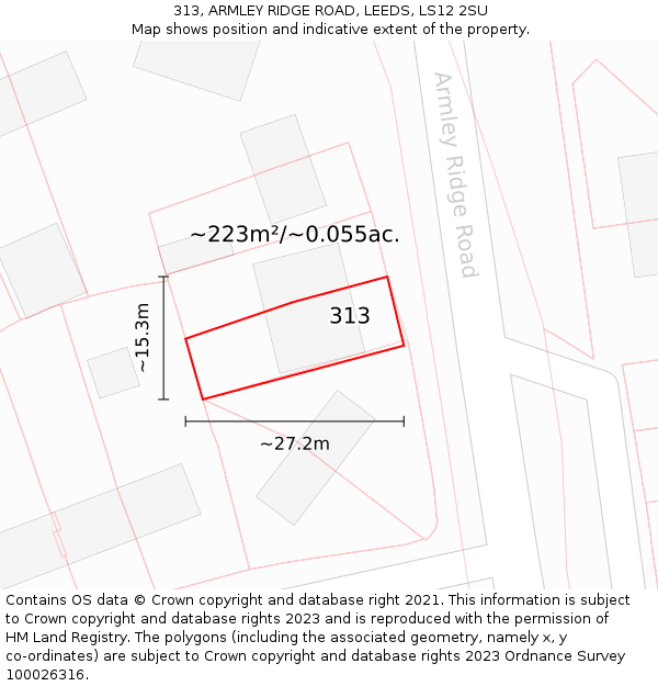313, ARMLEY RIDGE ROAD, LEEDS, LS12 2SU: Plot and title map