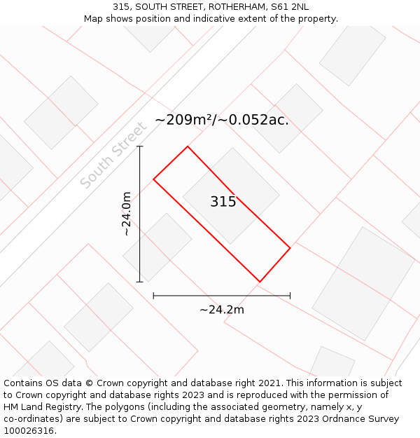 315, SOUTH STREET, ROTHERHAM, S61 2NL: Plot and title map