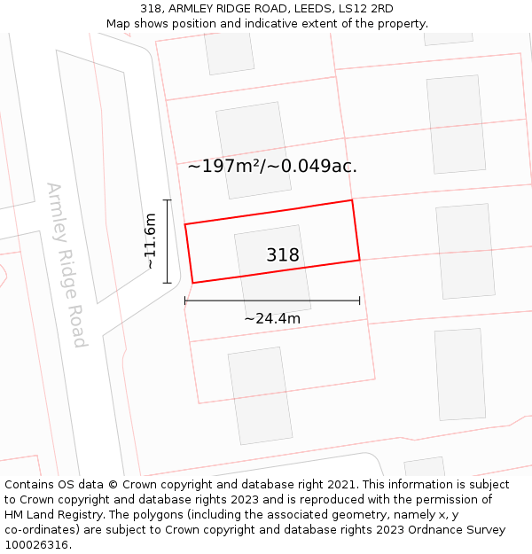 318, ARMLEY RIDGE ROAD, LEEDS, LS12 2RD: Plot and title map