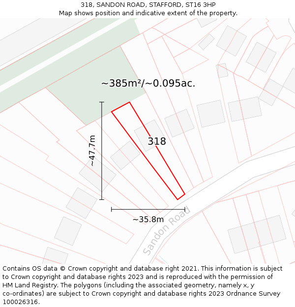 318, SANDON ROAD, STAFFORD, ST16 3HP: Plot and title map