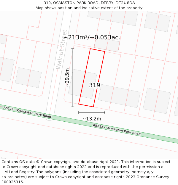 319, OSMASTON PARK ROAD, DERBY, DE24 8DA: Plot and title map