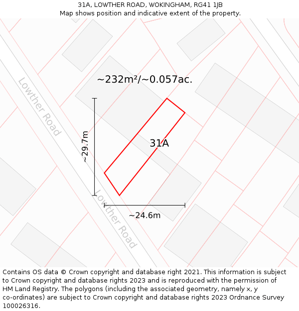 31A, LOWTHER ROAD, WOKINGHAM, RG41 1JB: Plot and title map
