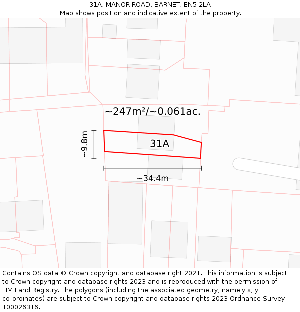 31A, MANOR ROAD, BARNET, EN5 2LA: Plot and title map