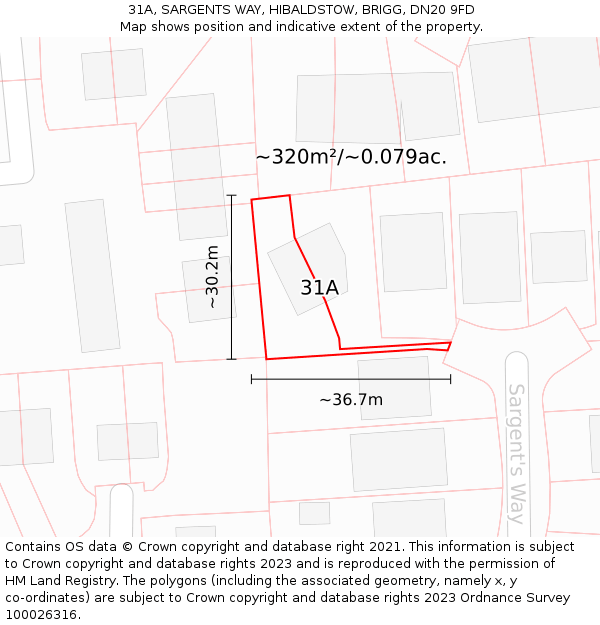 31A, SARGENTS WAY, HIBALDSTOW, BRIGG, DN20 9FD: Plot and title map