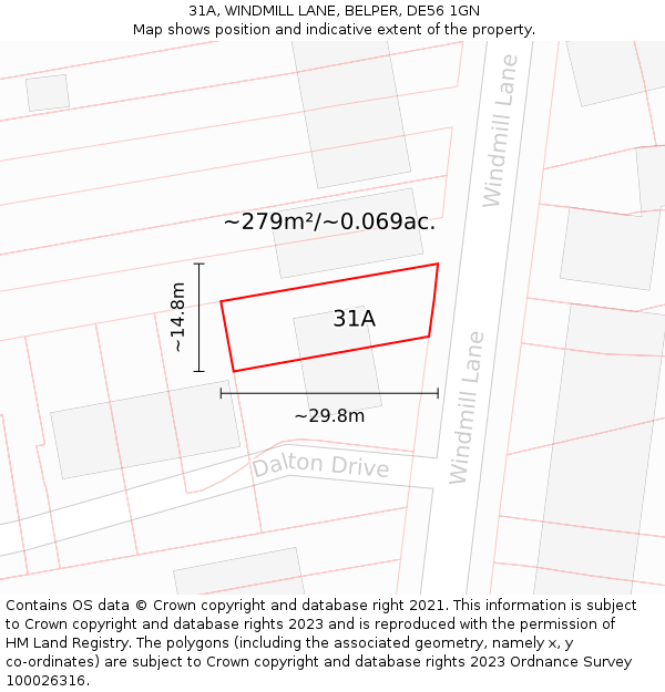 31A, WINDMILL LANE, BELPER, DE56 1GN: Plot and title map