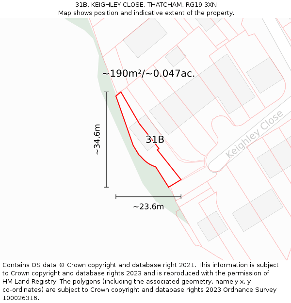 31B, KEIGHLEY CLOSE, THATCHAM, RG19 3XN: Plot and title map