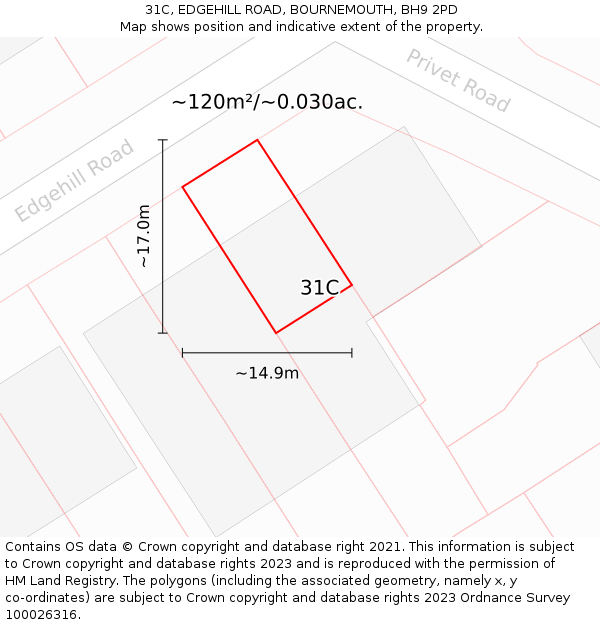 31C, EDGEHILL ROAD, BOURNEMOUTH, BH9 2PD: Plot and title map