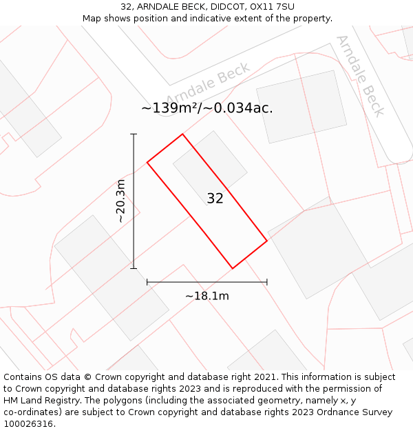 32, ARNDALE BECK, DIDCOT, OX11 7SU: Plot and title map