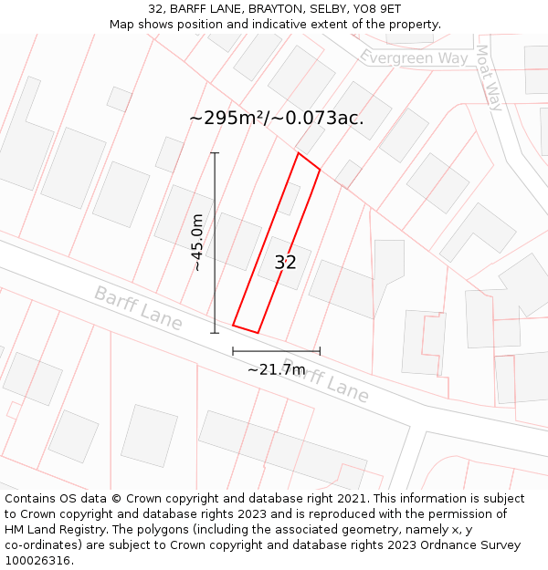 32, BARFF LANE, BRAYTON, SELBY, YO8 9ET: Plot and title map