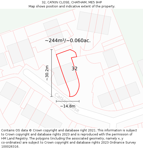 32, CATKIN CLOSE, CHATHAM, ME5 9HP: Plot and title map