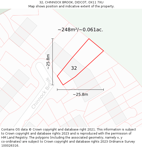 32, CHINNOCK BROOK, DIDCOT, OX11 7XU: Plot and title map