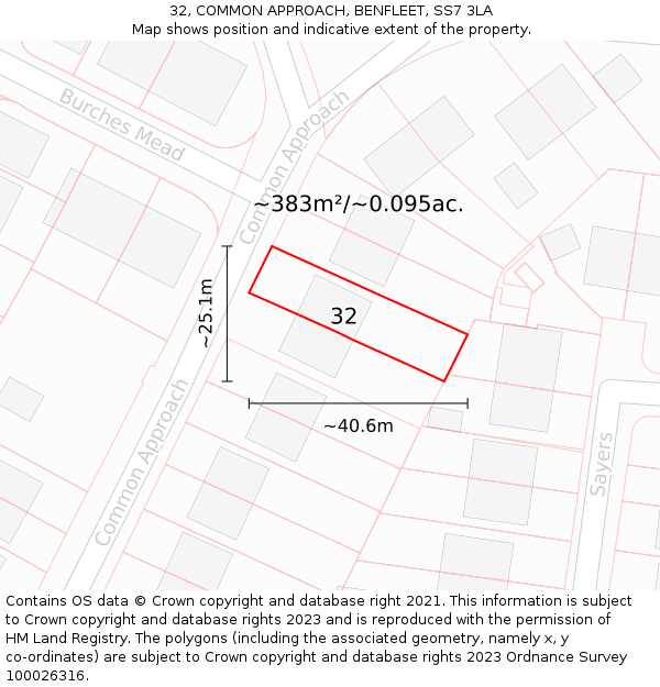 32, COMMON APPROACH, BENFLEET, SS7 3LA: Plot and title map