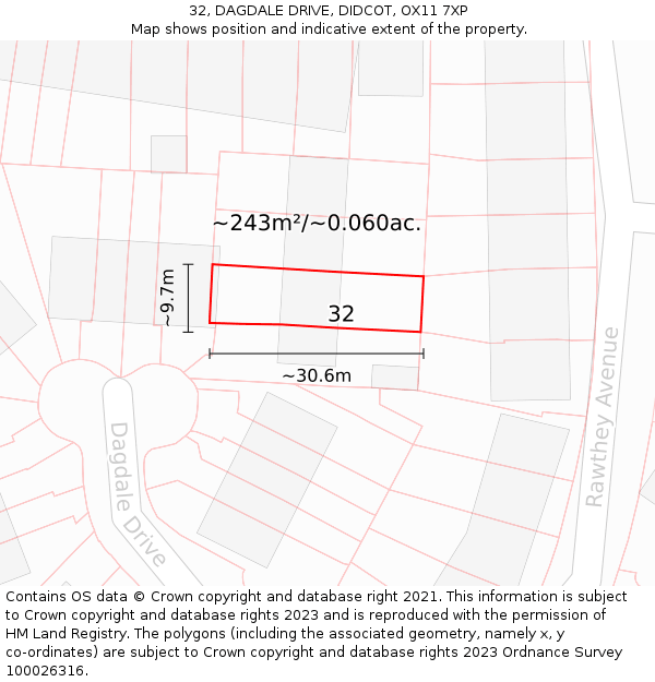 32, DAGDALE DRIVE, DIDCOT, OX11 7XP: Plot and title map