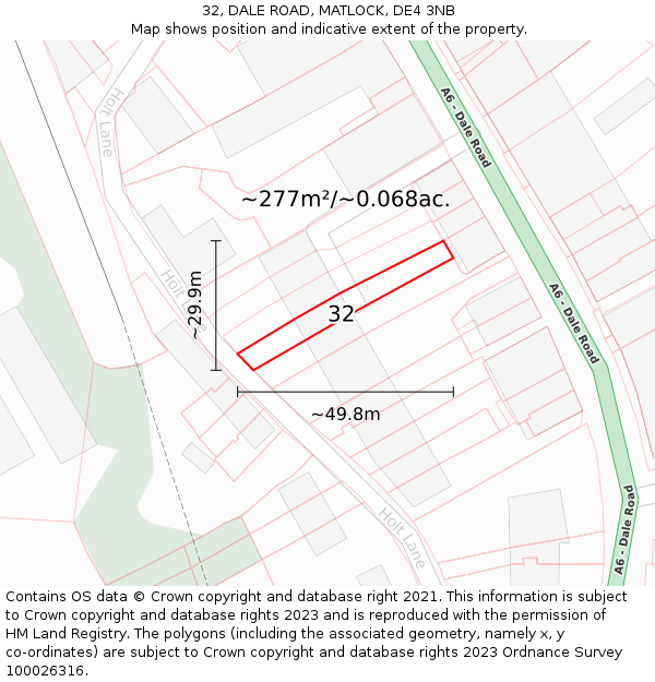 32, DALE ROAD, MATLOCK, DE4 3NB: Plot and title map