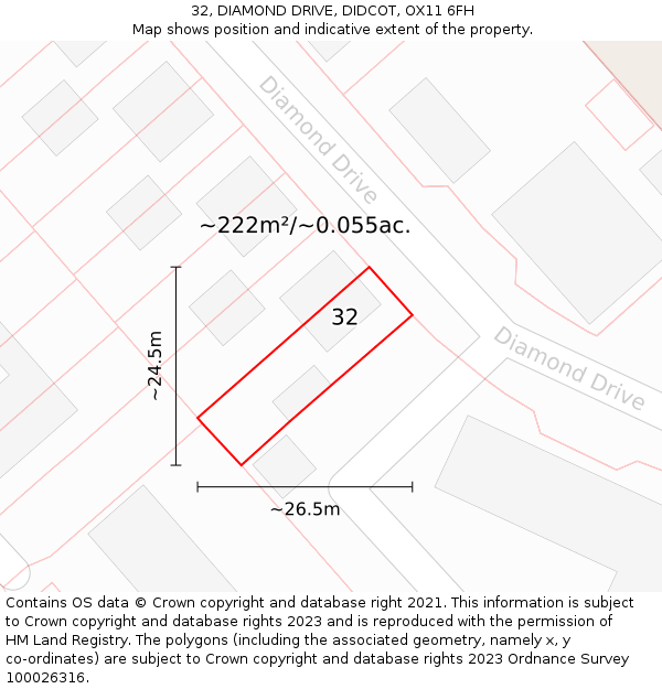 32, DIAMOND DRIVE, DIDCOT, OX11 6FH: Plot and title map