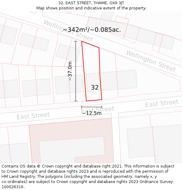 32, EAST STREET, THAME, OX9 3JT: Plot and title map